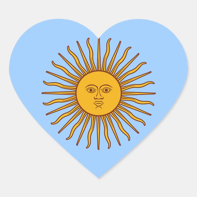 Golden Sun of May Argentinien Flag Herz-Aufkleber (Vorderseite)