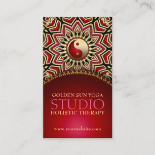 Golden Sun Yoga Reiki Balance Red Business Cards Visitenkarte