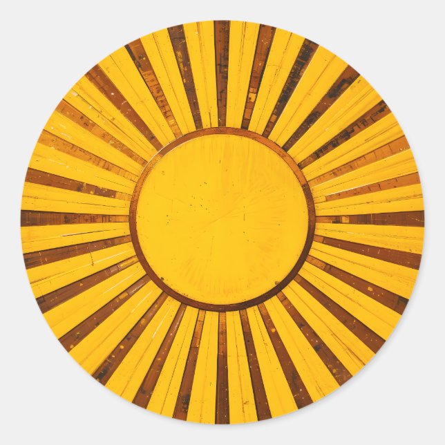 Golden Sunburst Runder Aufkleber (Vorderseite)
