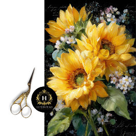 Golden Sunflower Bouquet Dekoupage Seidenpapier
