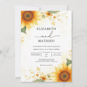Golden Sunflower Burst Wedding Einladung