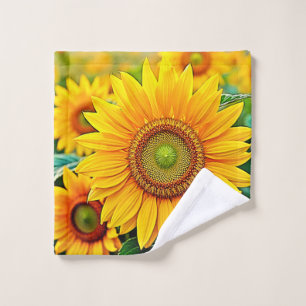 Golden Sunflower Field Serenity Design Badhandtuch Set