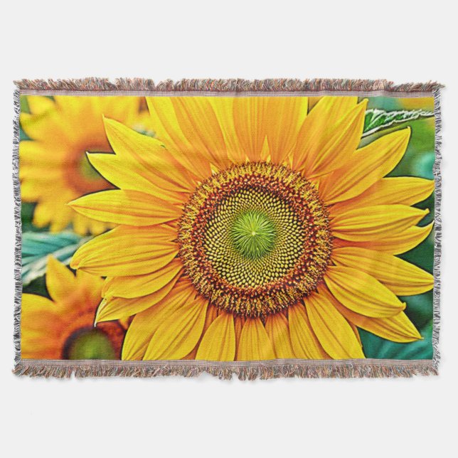Golden Sunflower Field Serenity Design Decke (Vorderseite)