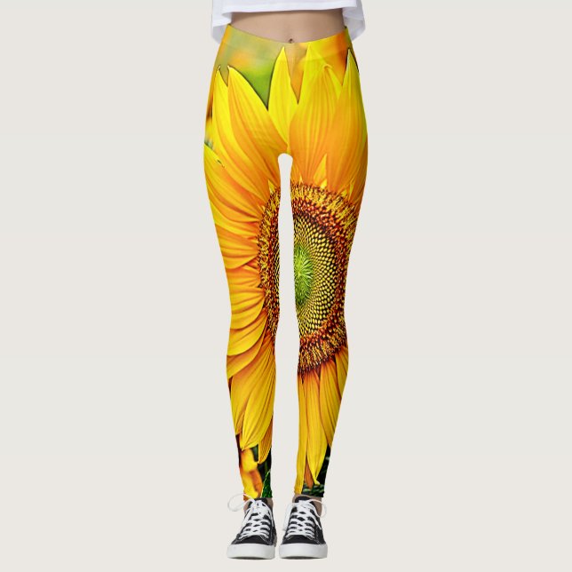 Golden Sunflower Field Serenity Design Leggings (Vorderseite)