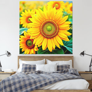 Golden Sunflower Field Serenity Design Leinwanddruck