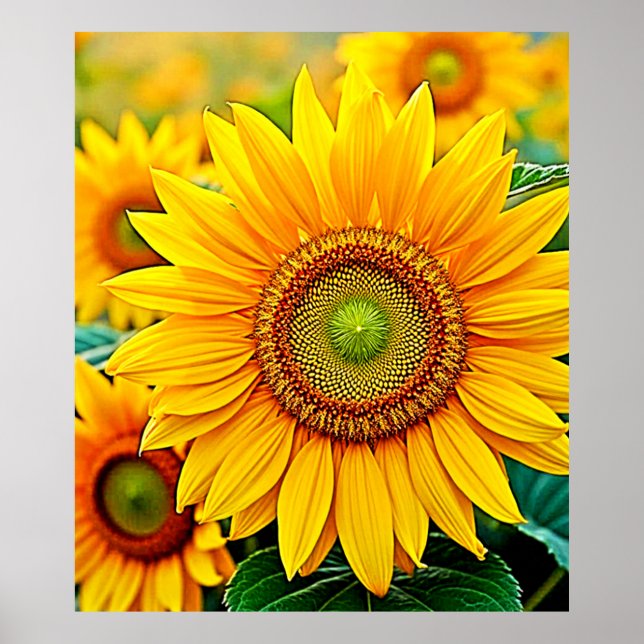 Golden Sunflower Field Serenity Design Poster (Vorne)