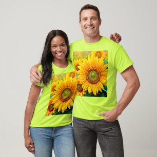 Golden Sunflower Field Serenity Design T-Shirt