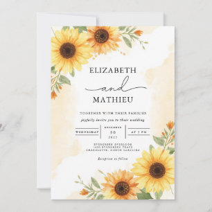 Golden Sunflower Vista Wedding Einladung