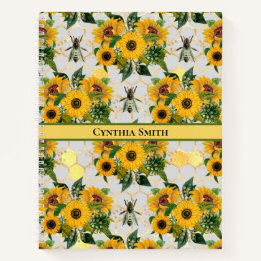 Golden Sunflowers Honeycomb und Royal Bee Notizbuch
