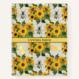 Golden Sunflowers Honeycomb und Royal Bee Notizbuch