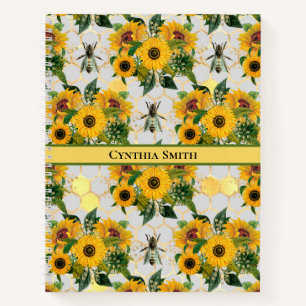 Golden Sunflowers Honeycomb und Royal Bee Notizbuch