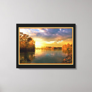Golden Sunny River Canvas Print Leinwanddruck