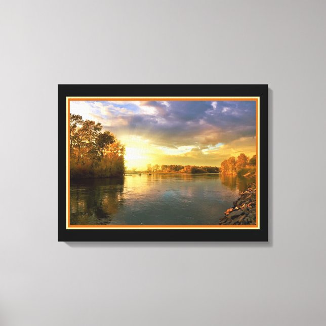 Golden Sunny River Canvas Print Leinwanddruck (Vorderseite)