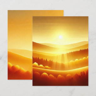 Golden Sunrise Autumnal Ombre Scrapbook Paper