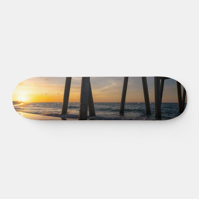 Golden Sunrise Under Pensacola Pier Skateboard (Horizontal)