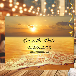 Golden Sunset Beach oder Ziel Save the Date Ankündigung