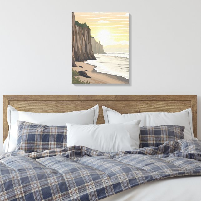 Golden Sunset Cliffs mit Blick auf den Ozean Leinwanddruck (Insitu (Schlafzimmer))