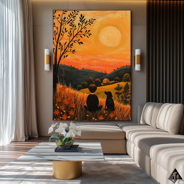 Golden Sunset Companies - Naïf Rural Serenity Art Poster (Von Creator hochgeladen)