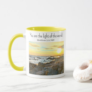 Golden Sunset Foto Bibel Verse Gelber Name Tasse