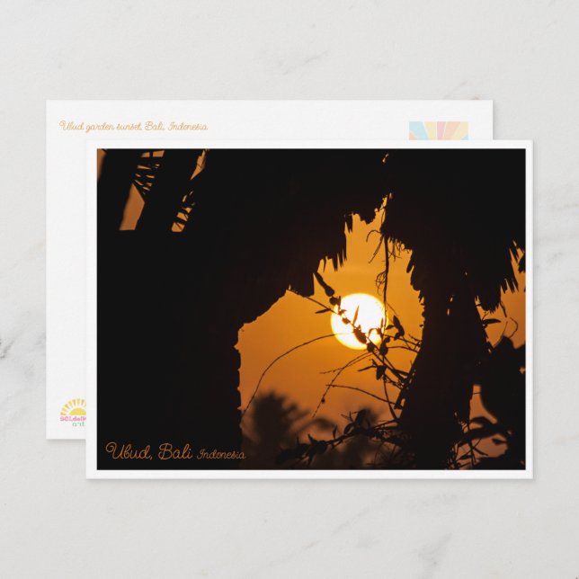 Golden Sunset Garden Ubud – Art Postcard Postkarte (Vorne/Hinten)