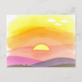Golden Sunset Horizon Scenic Postcard Postkarte