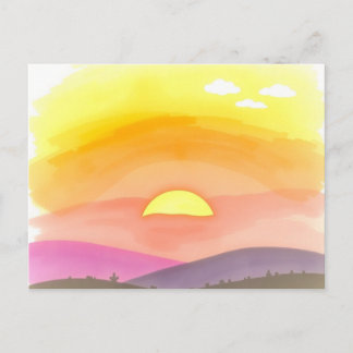 Golden Sunset Horizon Scenic Postcard Postkarte