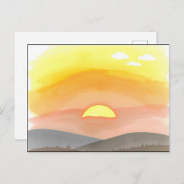 Golden Sunset Horizon Scenic Postcard Postkarte