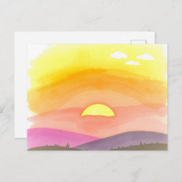 Golden Sunset Horizon Scenic Postcard Postkarte