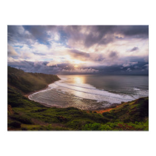 Golden Sunset Küstenlandschaft Meer Poster Druck