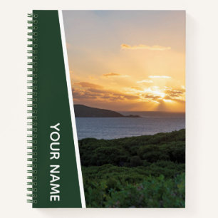 Golden Sunset Landschaft Foto Australien, Grün Notizbuch