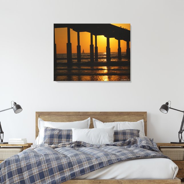 Golden Sunset Ocean Beach Pier Leinwanddruck (Insitu (Schlafzimmer))