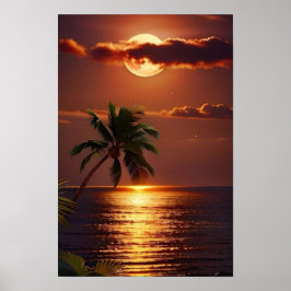 Golden Sunset Paradise | Tropical Beach WallPoster Poster