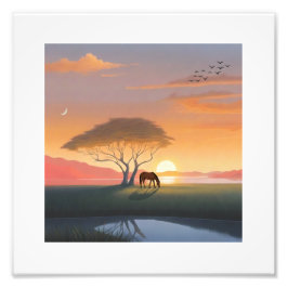 Golden Sunset Savanna Horse Peace Home Fotodruck