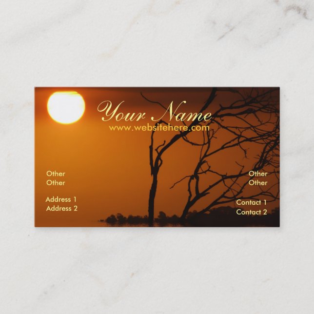 Golden Sunset Silhouette Business Cards Visitenkarte (Vorderseite)