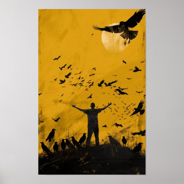 Golden Sunset Silhouette Poster (Vorne)