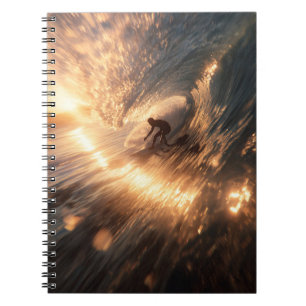 Golden Sunset Surf Wave Notebook Notizblock