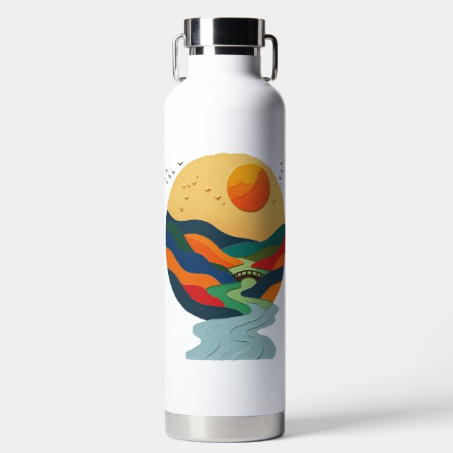 Golden Sunset Valley  Trinkflasche (Vorderseite)