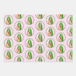 Golden Surfboard Hund Seagull Pink Gift Wrap Set 3 Geschenkpapier Set