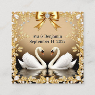 🦢 Golden Swan Hochzeitsdetails Einsteckthema Begleitkarte