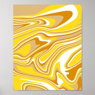 Golden Swirl Abstraktes Fluid Art Poster