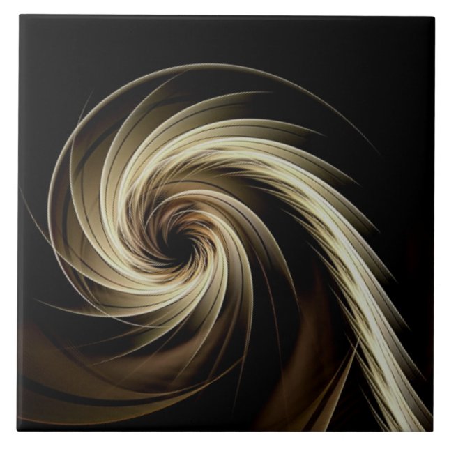 Golden Swirl Across Black Fliese (Vorderseite)