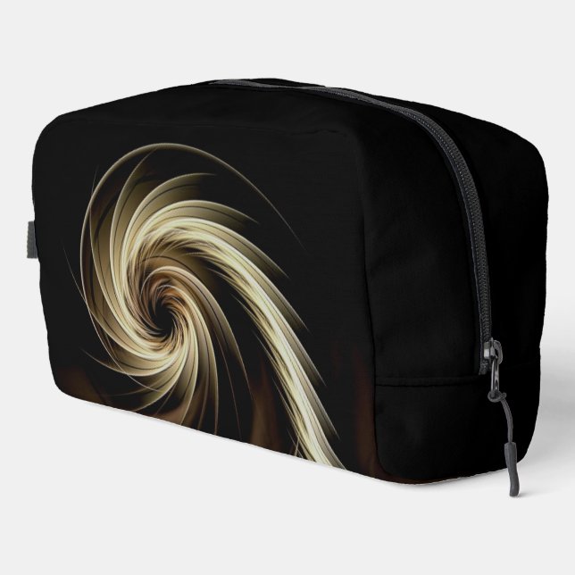 Golden Swirl Across Black Waschbeutel (Rechte Ecke)