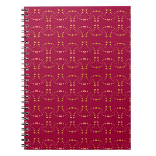 Golden Swirling Polka Dots on Burgundy Red Notizblock