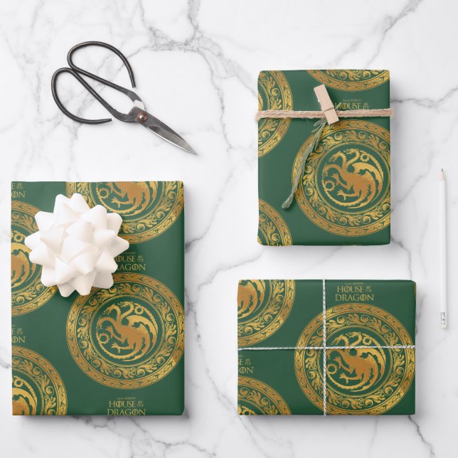Golden Targaryen Wappen Geschenkpapier Set (Vorderseite)