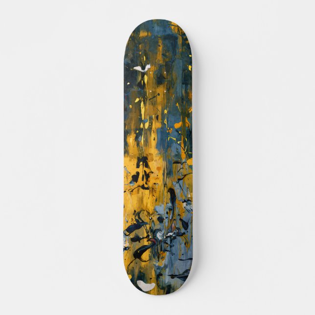 Golden Teal Grunge Streak Skateboard (Vorne)