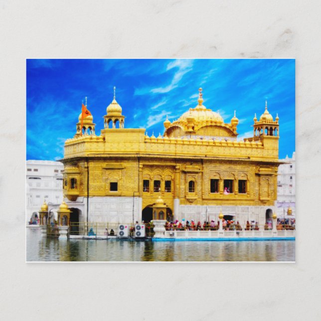 GOLDEN TEMPLE BLAU HIMMEL HINTERGRUND AMRITSAR POSTKARTE (Vorderseite)