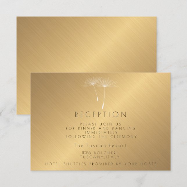 Golden Texture Dandelion Hochzeitsempfang Einladung (Vorne/Hinten)