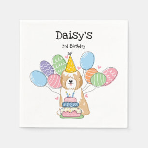 Golden Tibeter Terrier Birthday Paper Napkins Serviette