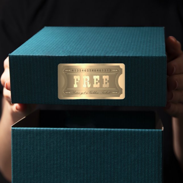 Golden Ticket Admin One Stars Number Entry Foxier Adressaufkleber (Golden Ticket Admit One Stars Number Entry Foxier Label)