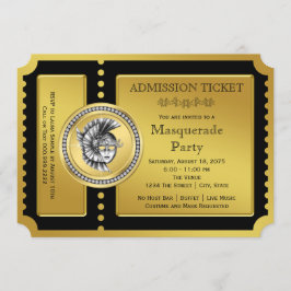 Golden Ticket Black and Gold Masquera Party Einladung